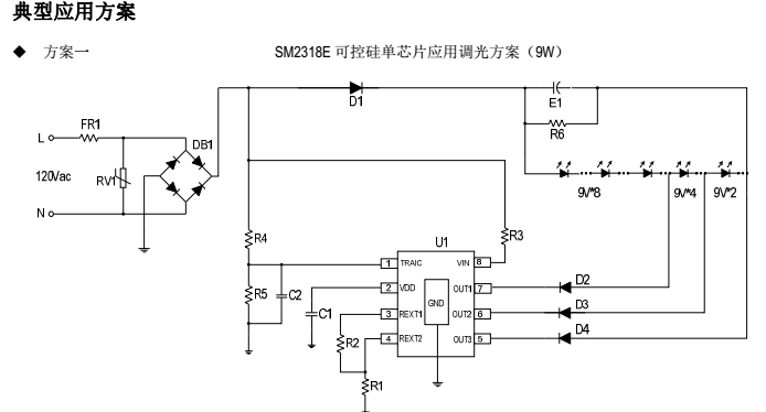 SM2318E可控硅調光應用方案圖