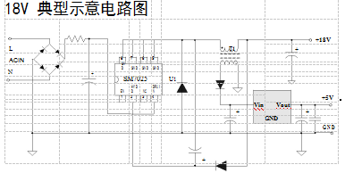PWM功率開關電源控制icSM7025家電應用比亞成微開關電源高效(圖5) 18v典型示意電路圖